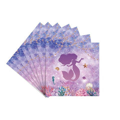 69Pcs Mermaid Disposable Tableware for Girls Birthday Party Decoration