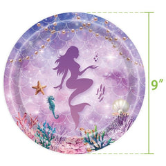 69Pcs Mermaid Disposable Tableware for Girls Birthday Party Decoration