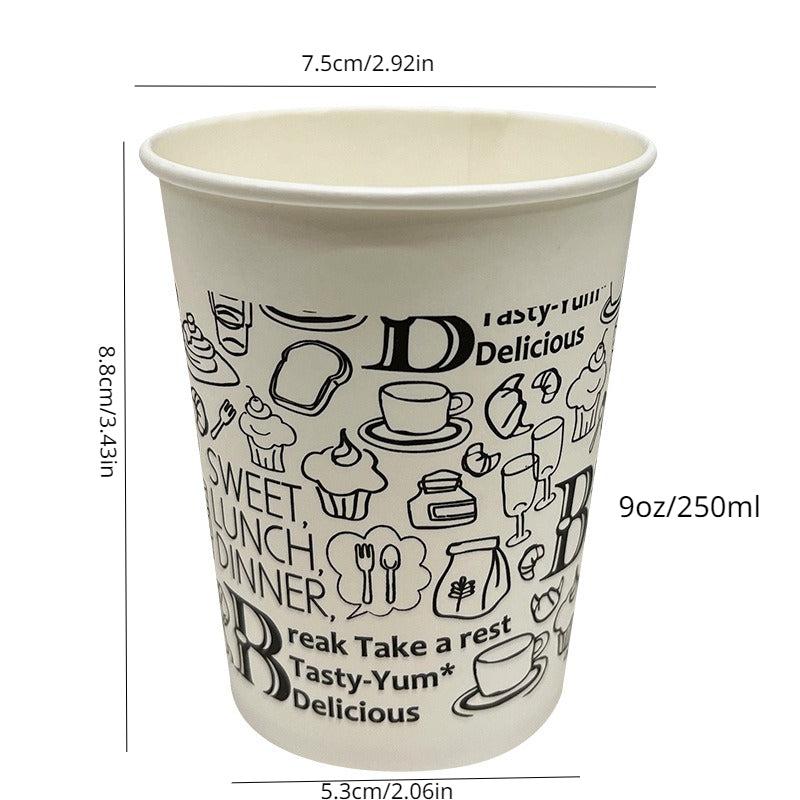25pcs 9Oz Thickened Disposable Paper Cups Graffiti Design