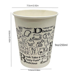 25pcs 9Oz Thickened Disposable Paper Cups Graffiti Design