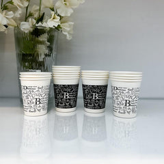 25pcs 9Oz Thickened Disposable Paper Cups Graffiti Design