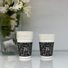 25pcs 9Oz Thickened Disposable Paper Cups Graffiti Design