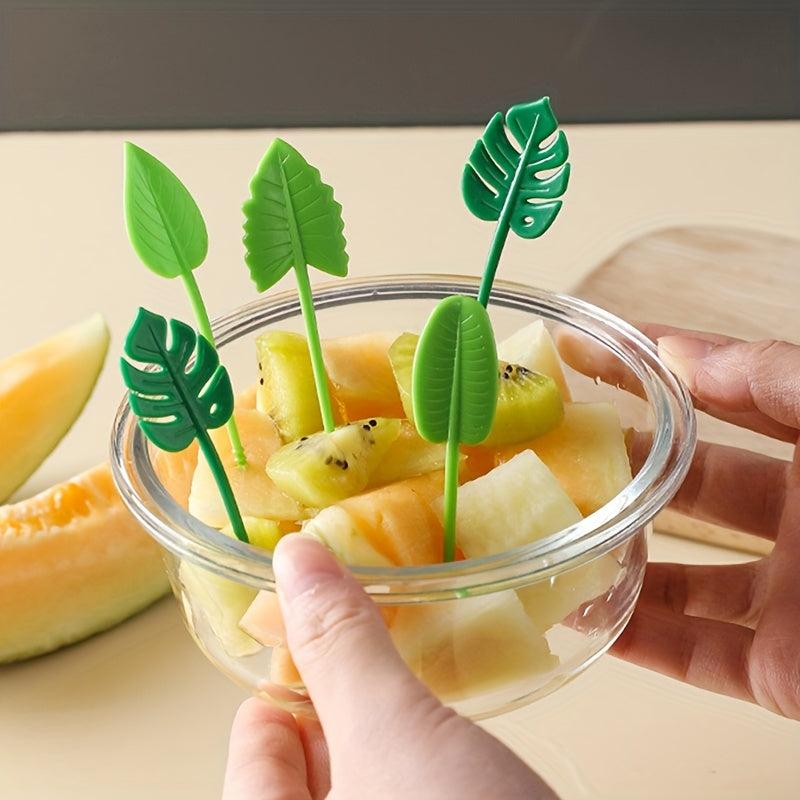 10pcs Leaf Shape Fruit Picks Toothpicks Lunch Box Bento Accessories