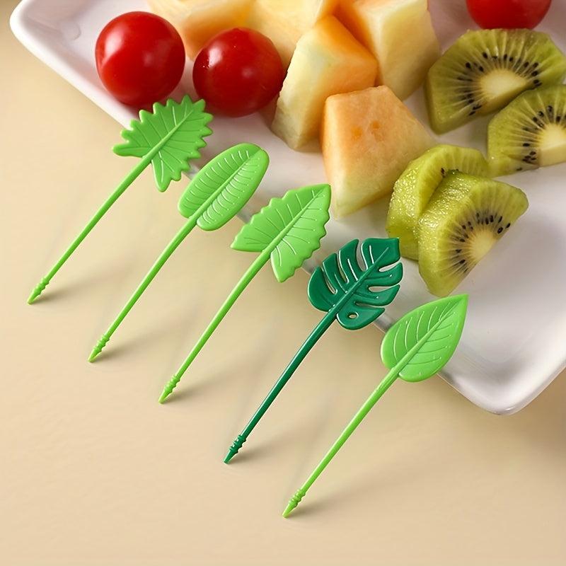 10pcs Leaf Shape Fruit Picks Toothpicks Lunch Box Bento Accessories
