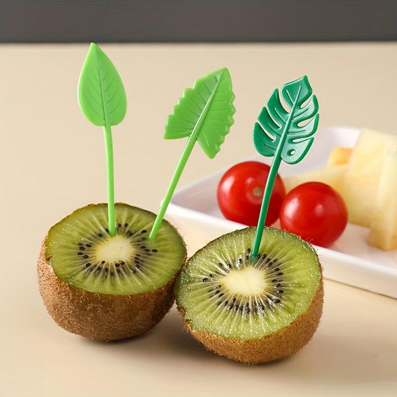 10pcs Leaf Shape Fruit Picks Toothpicks Lunch Box Bento Accessories