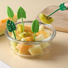 10pcs Leaf Shape Fruit Picks Toothpicks Lunch Box Bento Accessories