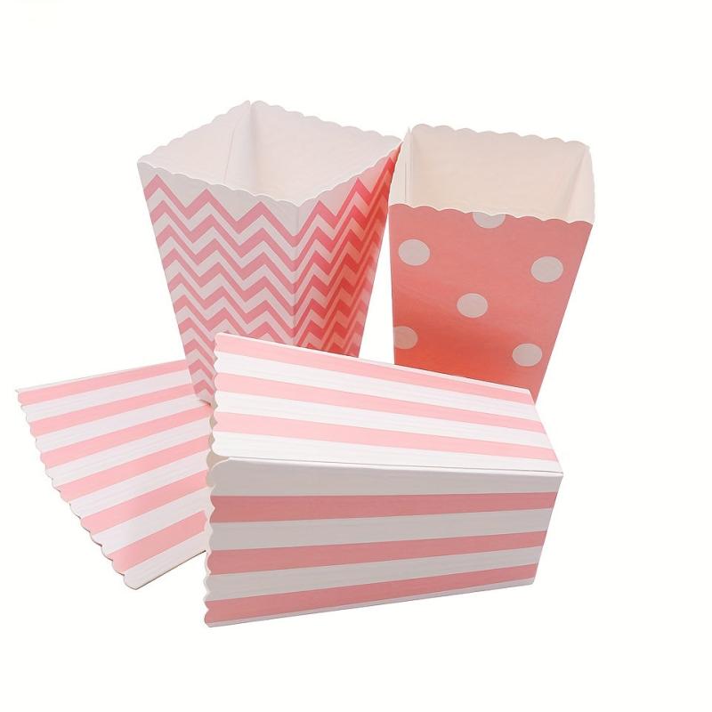 24pcs Disposable Fried Food Pink Boxes Party Favor Supplies