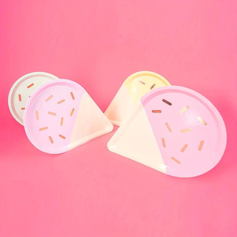 8pcs Disposable Ice Cream Shape Plate Cake Dish Paper Plate