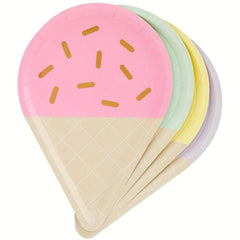 8pcs Disposable Ice Cream Shape Plate Cake Dish Paper Plate