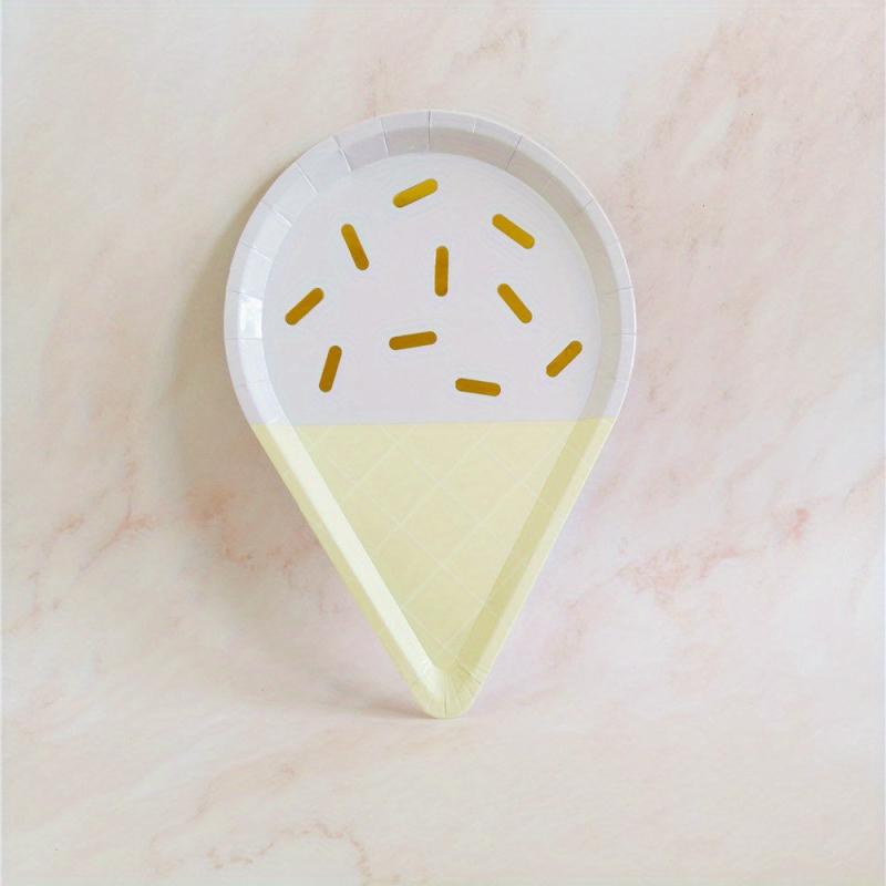 8pcs Disposable Ice Cream Shape Plate Cake Dish Paper Plate