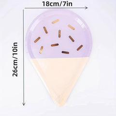 8pcs Disposable Ice Cream Shape Plate Cake Dish Paper Plate