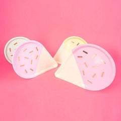 8pcs Disposable Ice Cream Shape Plate Cake Dish Paper Plate