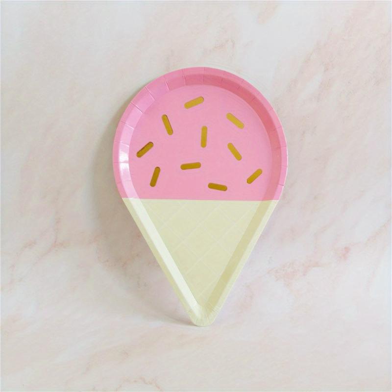 8pcs Disposable Ice Cream Shape Plate Cake Dish Paper Plate