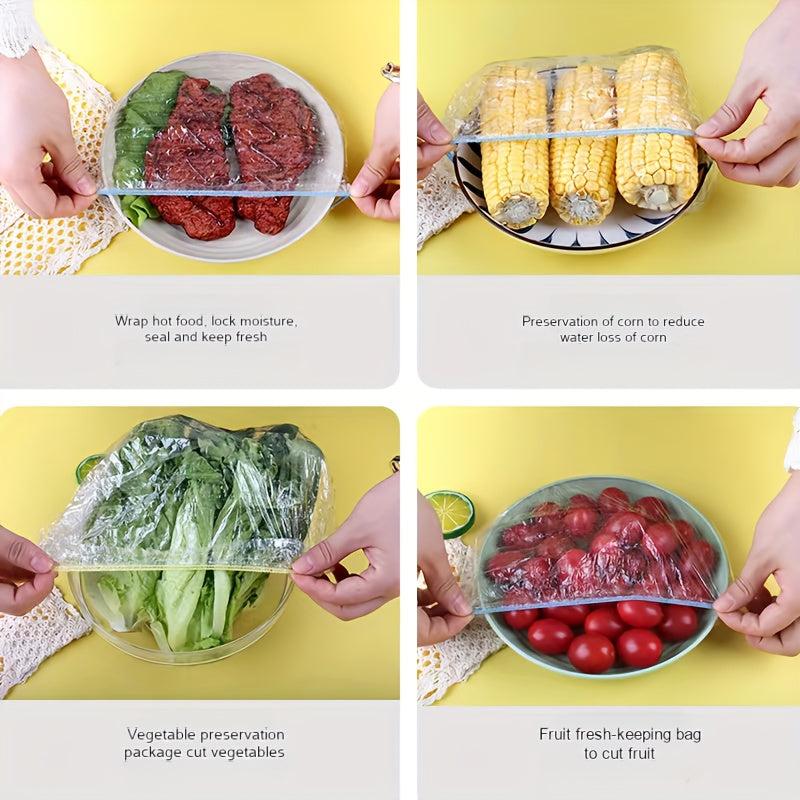 100pcs Disposable Plastic Wrap for Fresh Keeping & Food Bowl