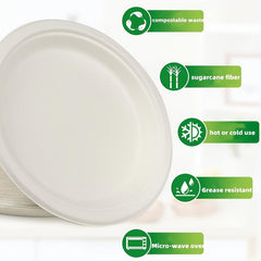 50pcs Disposable Eco Paper Plates for BBQ Cake Fruit Baking