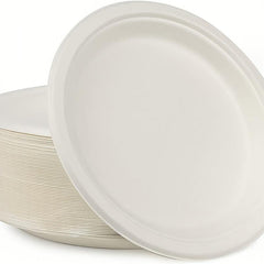 50pcs Disposable Eco Paper Plates for BBQ Cake Fruit Baking