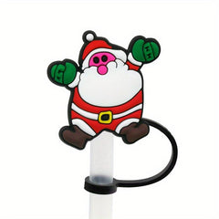 Christmas Cartoon Silicone Straw Cap for Dust Proof Lids