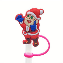 Christmas Cartoon Silicone Straw Cap for Dust Proof Lids