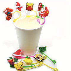 Christmas Cartoon Silicone Straw Cap for Dust Proof Lids