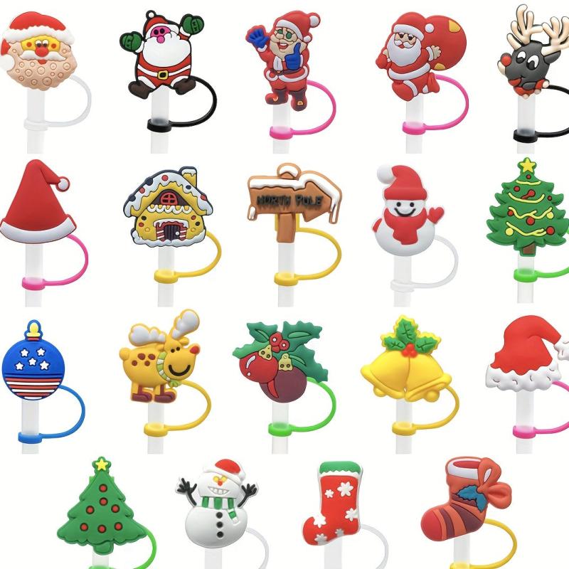Christmas Cartoon Silicone Straw Cap for Dust Proof Lids