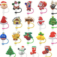 Christmas Cartoon Silicone Straw Cap for Dust Proof Lids
