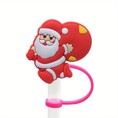 Christmas Cartoon Silicone Straw Cap for Dust Proof Lids