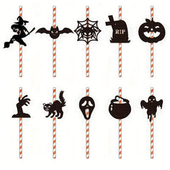 10pcs Halloween Cake Decoration Spider Bat Cup Cake Straw Plug