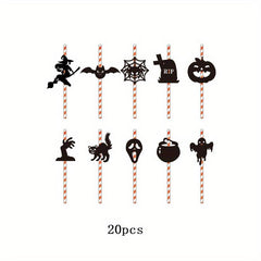 10pcs Halloween Cake Decoration Spider Bat Cup Cake Straw Plug