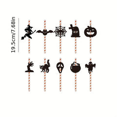 10pcs Halloween Cake Decoration Spider Bat Cup Cake Straw Plug