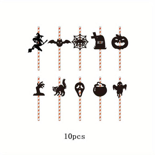 10pcs Halloween Cake Decoration Spider Bat Cup Cake Straw Plug