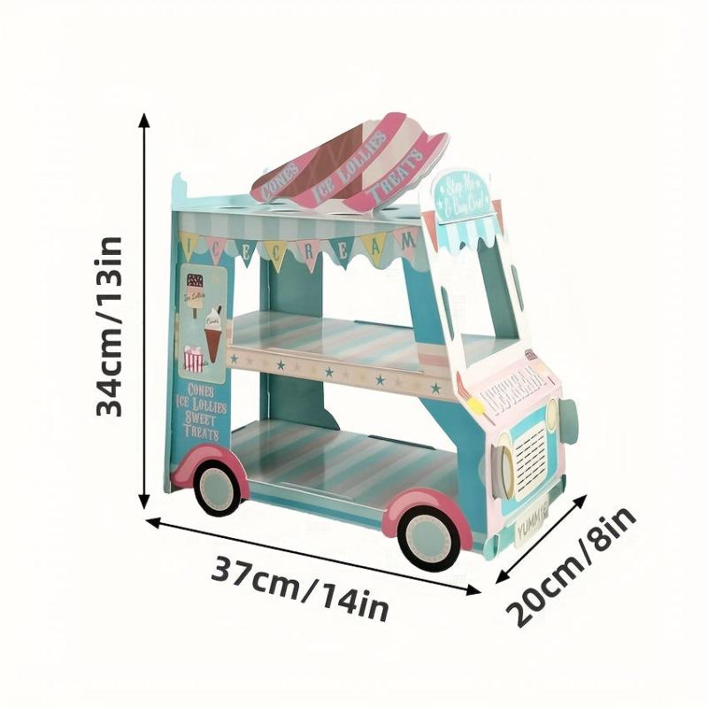 3 Tier Cupcake Stand Ice Cream Truck Van Cake Stand Display Decor