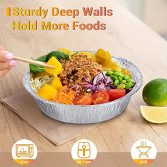 50pcs Deep Round Aluminum Foil Pan for Baking Storing and Reheating