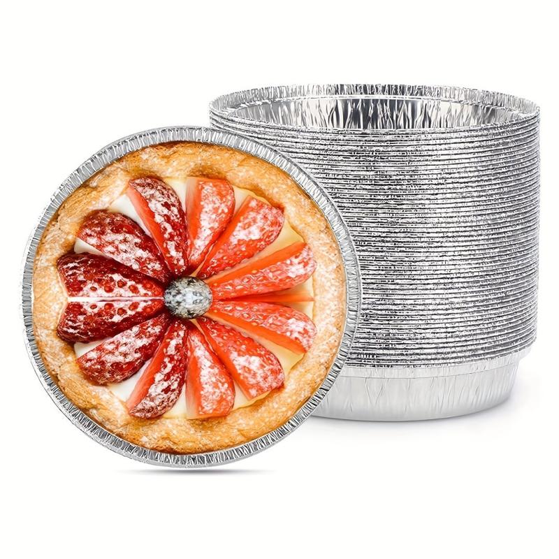 50pcs Deep Round Aluminum Foil Pan for Baking Storing and Reheating