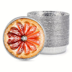 50pcs Deep Round Aluminum Foil Pan for Baking Storing and Reheating