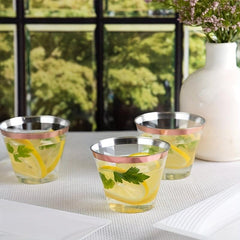 10pcs 9oz Disposable Cups With Rose Golden Rimmed Clear Plastic Cups