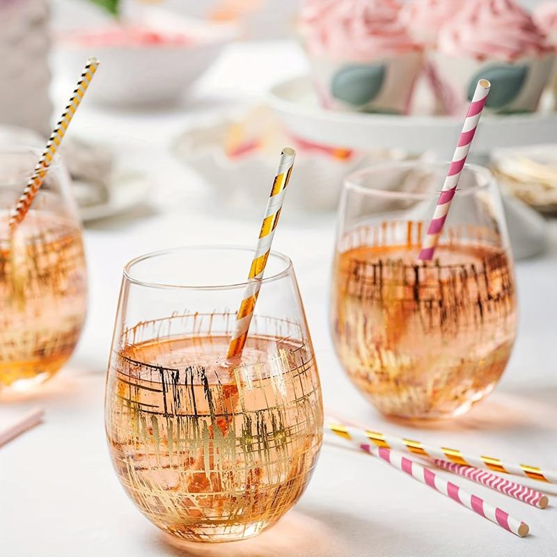 200pcs Biodegradable Paper Drinking Straws for Summer Parties