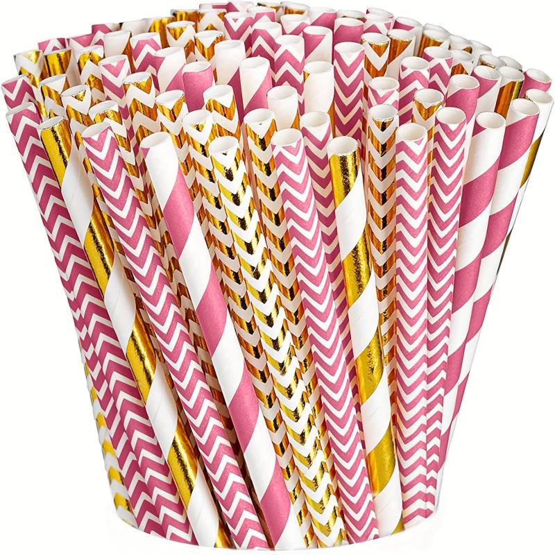 200pcs Biodegradable Paper Drinking Straws for Summer Parties