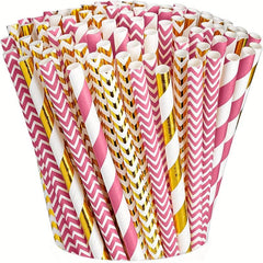 200pcs Biodegradable Paper Drinking Straws for Summer Parties