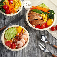 50pcs 12oz Compostable Paper Bowls - Eco Friendly Biodegradable Bowls
