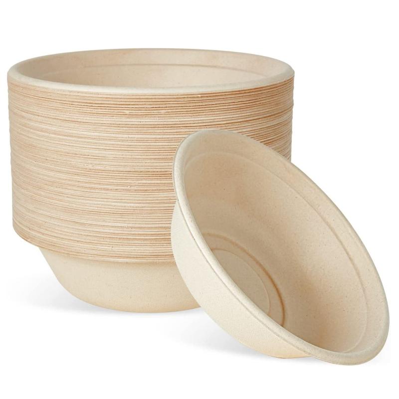 50pcs 12oz Compostable Paper Bowls - Eco Friendly Biodegradable Bowls