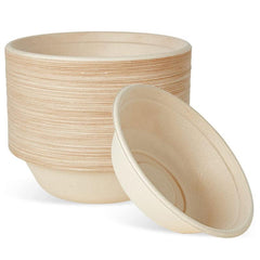 50pcs 12oz Compostable Paper Bowls - Eco Friendly Biodegradable Bowls