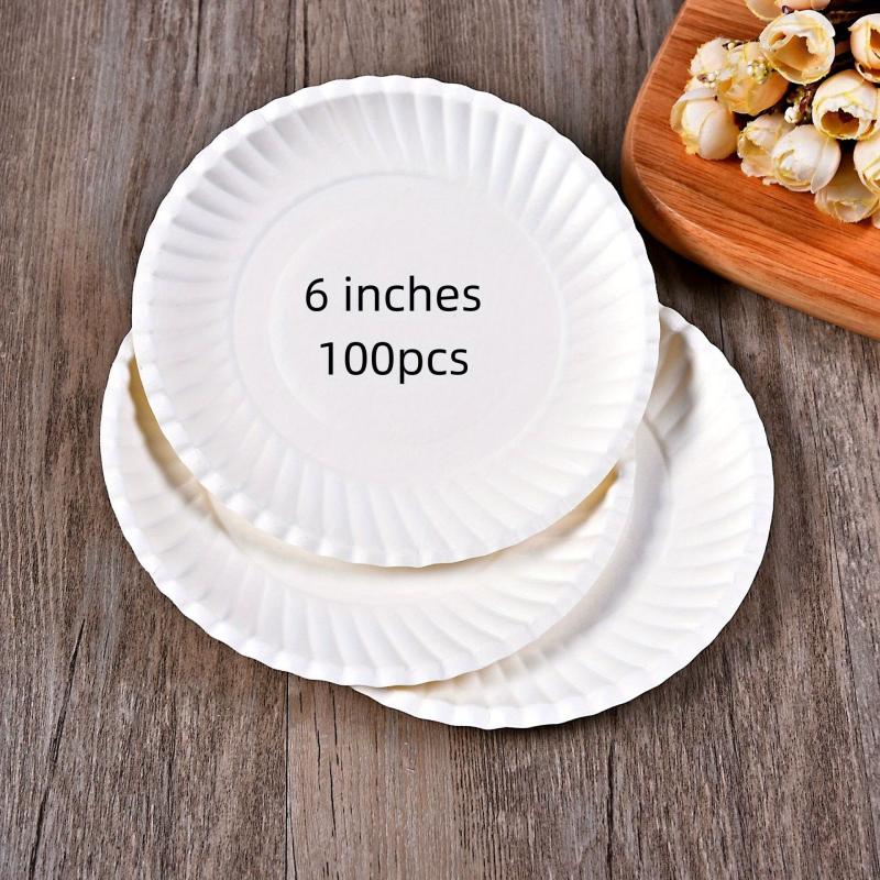 100pcs 9 Inch Uncoated Paper Tray Disposable for Daily Use