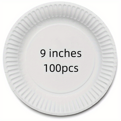 100pcs 9 Inch Uncoated Paper Tray Disposable for Daily Use