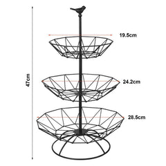 3 Tier Fruit Basket Metal Fruit Rack Storage Decorative Kitchen Organiser