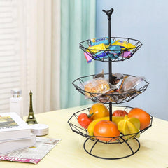 3 Tier Fruit Basket Metal Fruit Rack Storage Decorative Kitchen Organiser