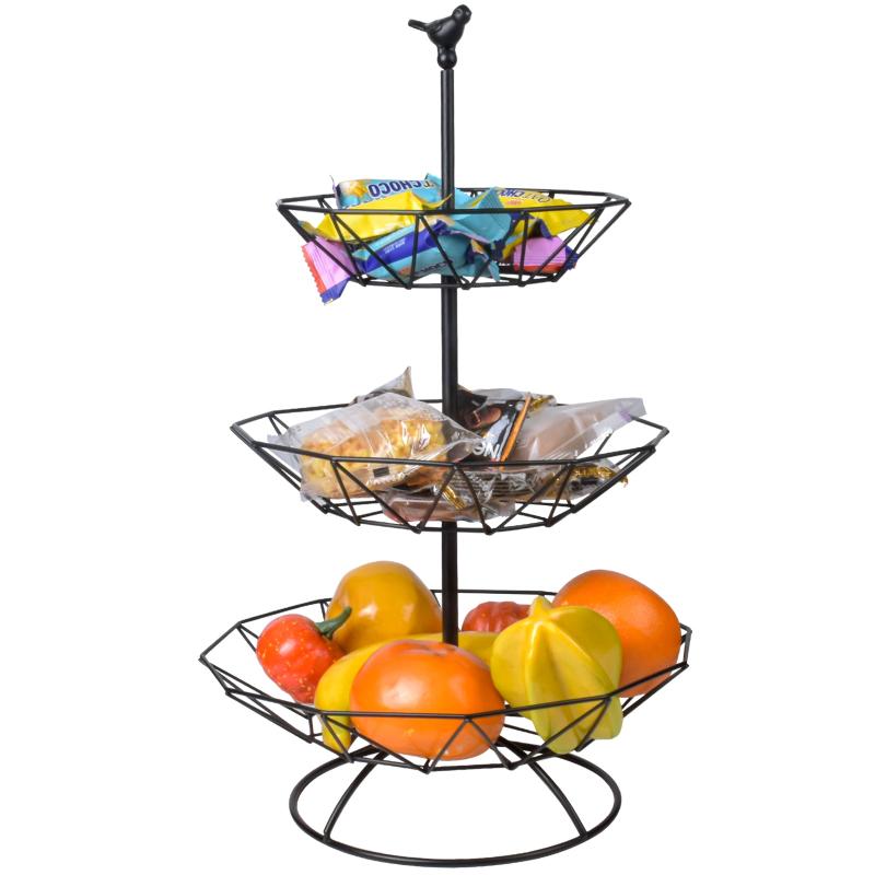 3 Tier Fruit Basket Metal Fruit Rack Storage Decorative Kitchen Organiser