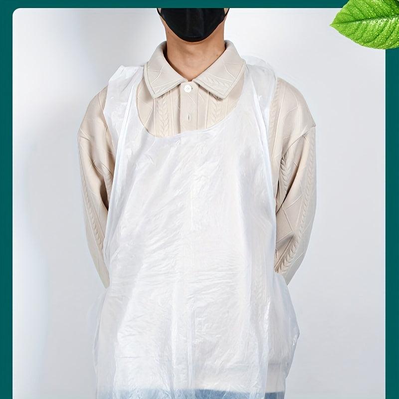 100pcs Disposable PE Apron Water Resistant Sleeveless Apron Kitchen Pet Hygiene