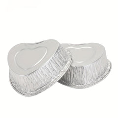 50 pcs 100ml Heart Shaped Aluminum Foil Cups for Baking Egg Tarts and Desserts