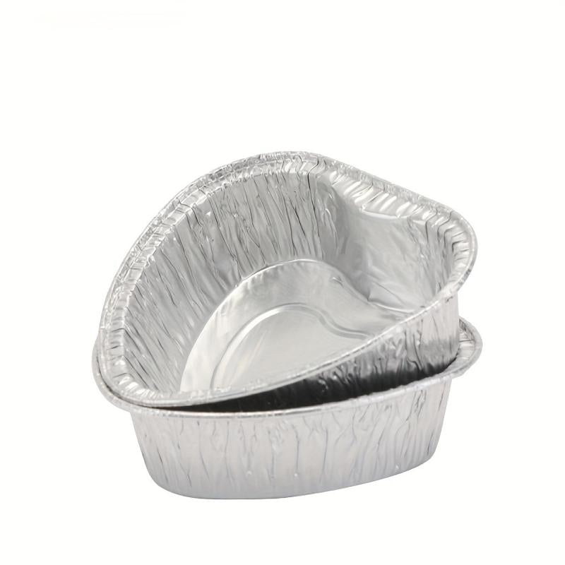 50 pcs 100ml Heart Shaped Aluminum Foil Cups for Baking Egg Tarts and Desserts