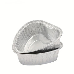 50 pcs 100ml Heart Shaped Aluminum Foil Cups for Baking Egg Tarts and Desserts